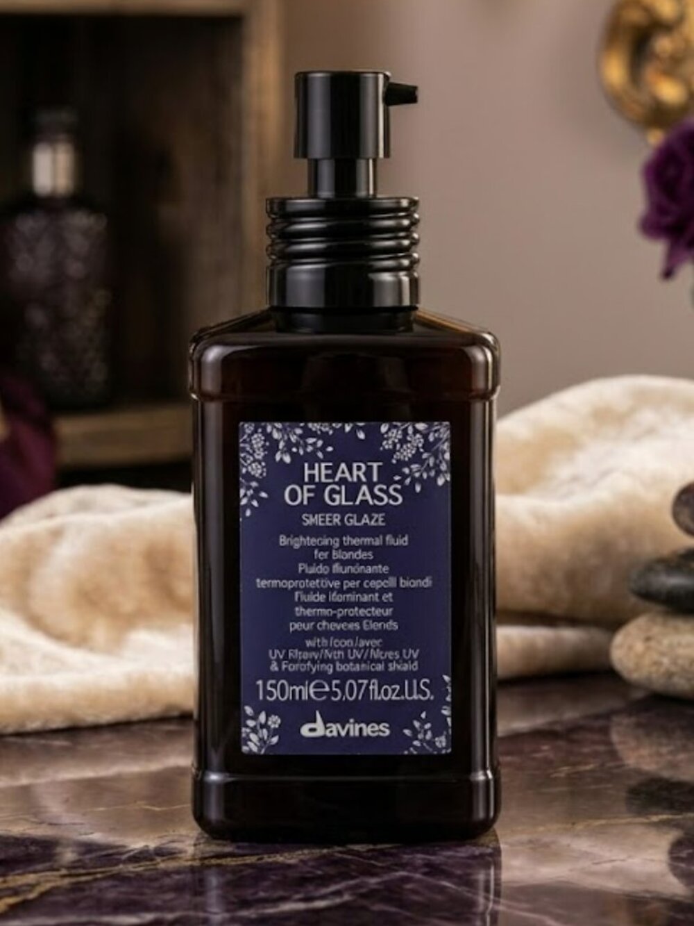 Davines Heart of Glass Sheer Glaze for Blondes -Heat Protection Shield NEW Shine